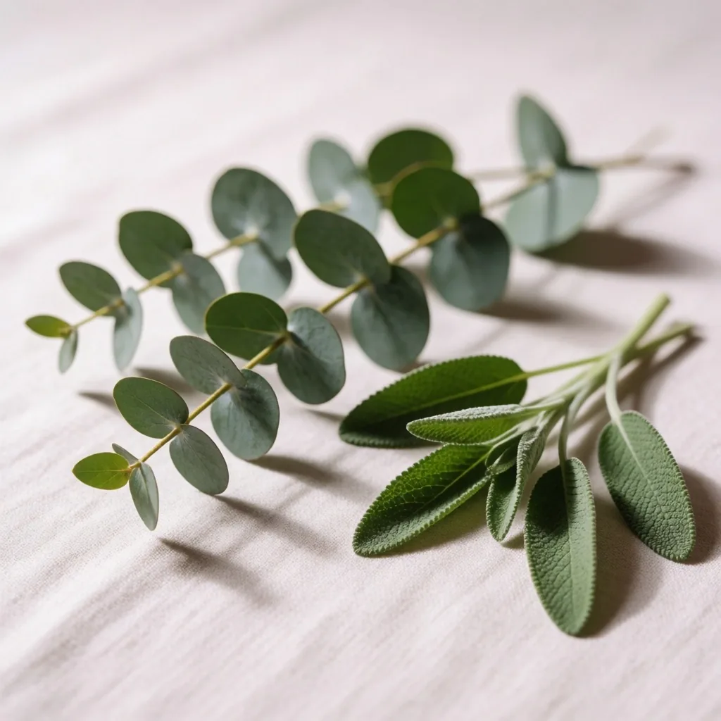 Botanical arrangement on linen