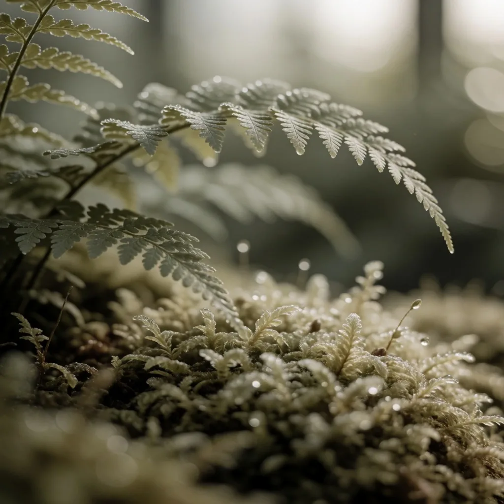 Botanical detail in soft greenhouse light