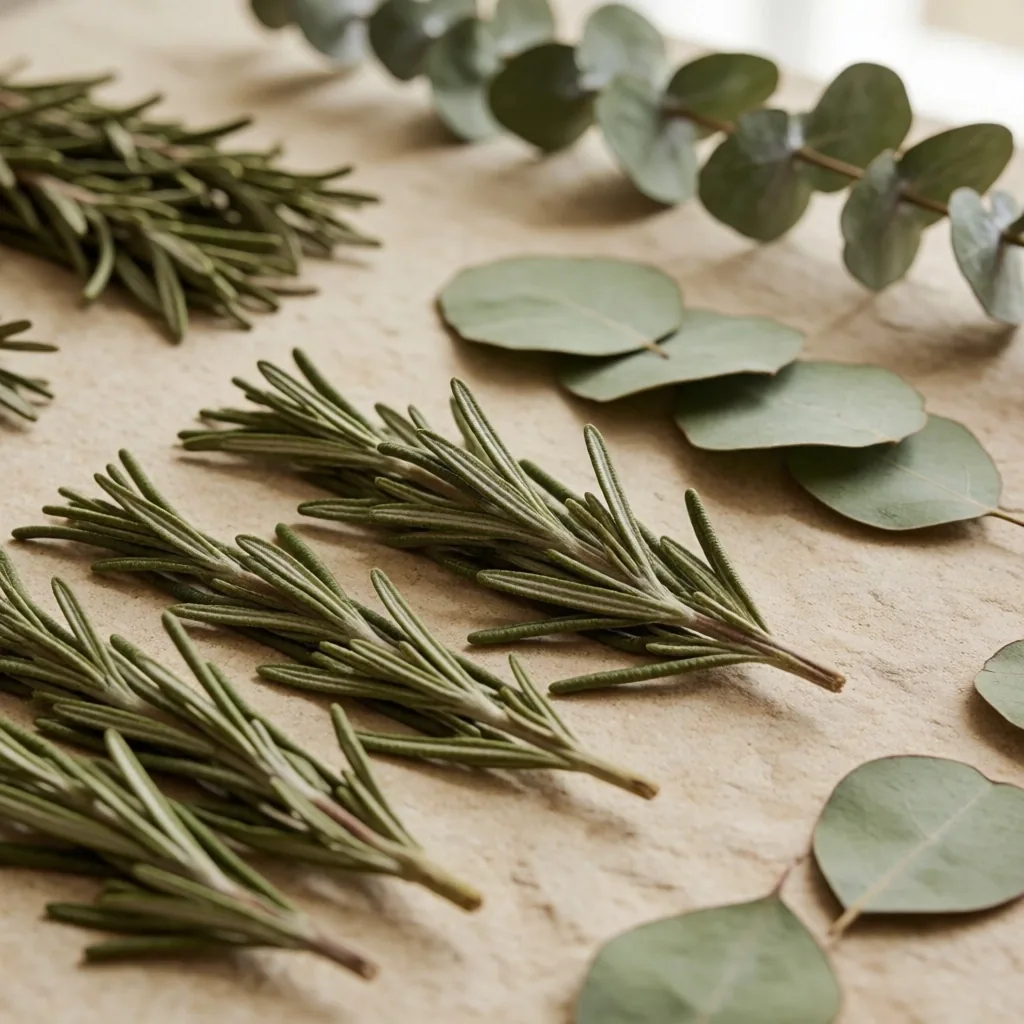 Dried botanical specimens on textured paper