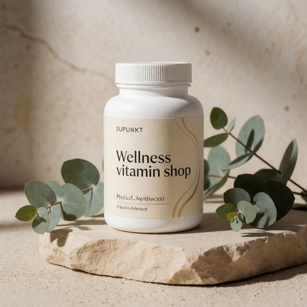 Daily Vitality Complex bottle with botanical leaves