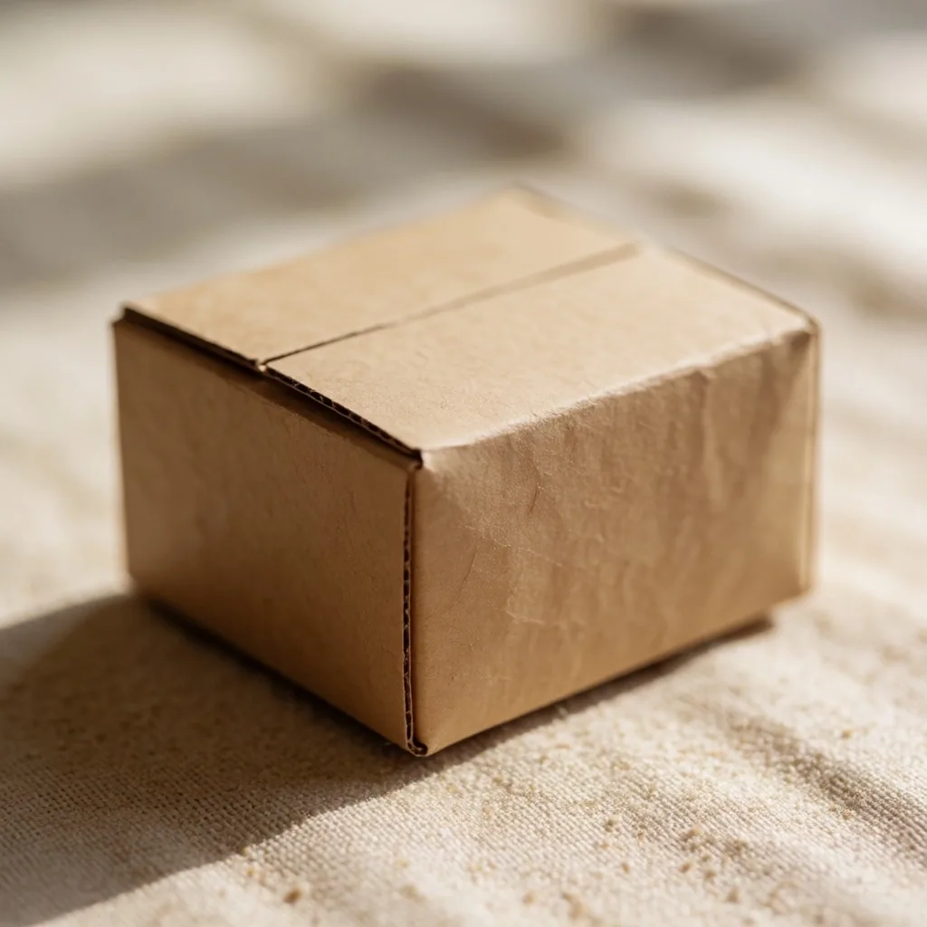 Return shipping package on stone-paper surface